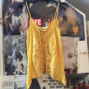 DREAMIN’ YELLOW LACE UP TANK GRUNGE RETRO SMALL🖤